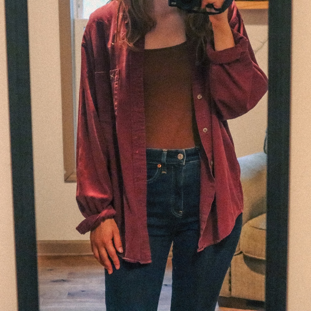 Eddie Bauer vintage red oversized button up